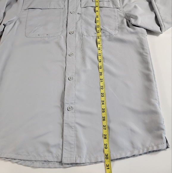 Realtree Mens Medium M long sleeve grey Button Down fishing vented roll tab EUC - Picture 6 of 7